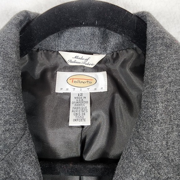 Vintage Talbots Petites Women's Italian Wool Blazer Sz 12 Gray Classic Old Money - Picture 3 of 13